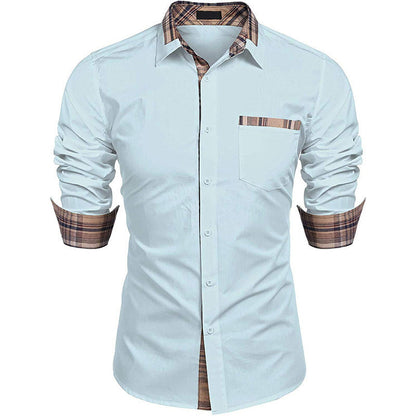 Camisa elegante para hombre estilo casual chic con cuello de solapa – Ideal para oficina y salidas
