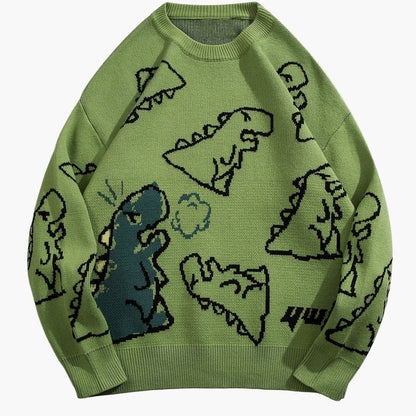 Sudadera casual con estampado de dinosaurio para adolescente masculino – estilo streetwear de moda