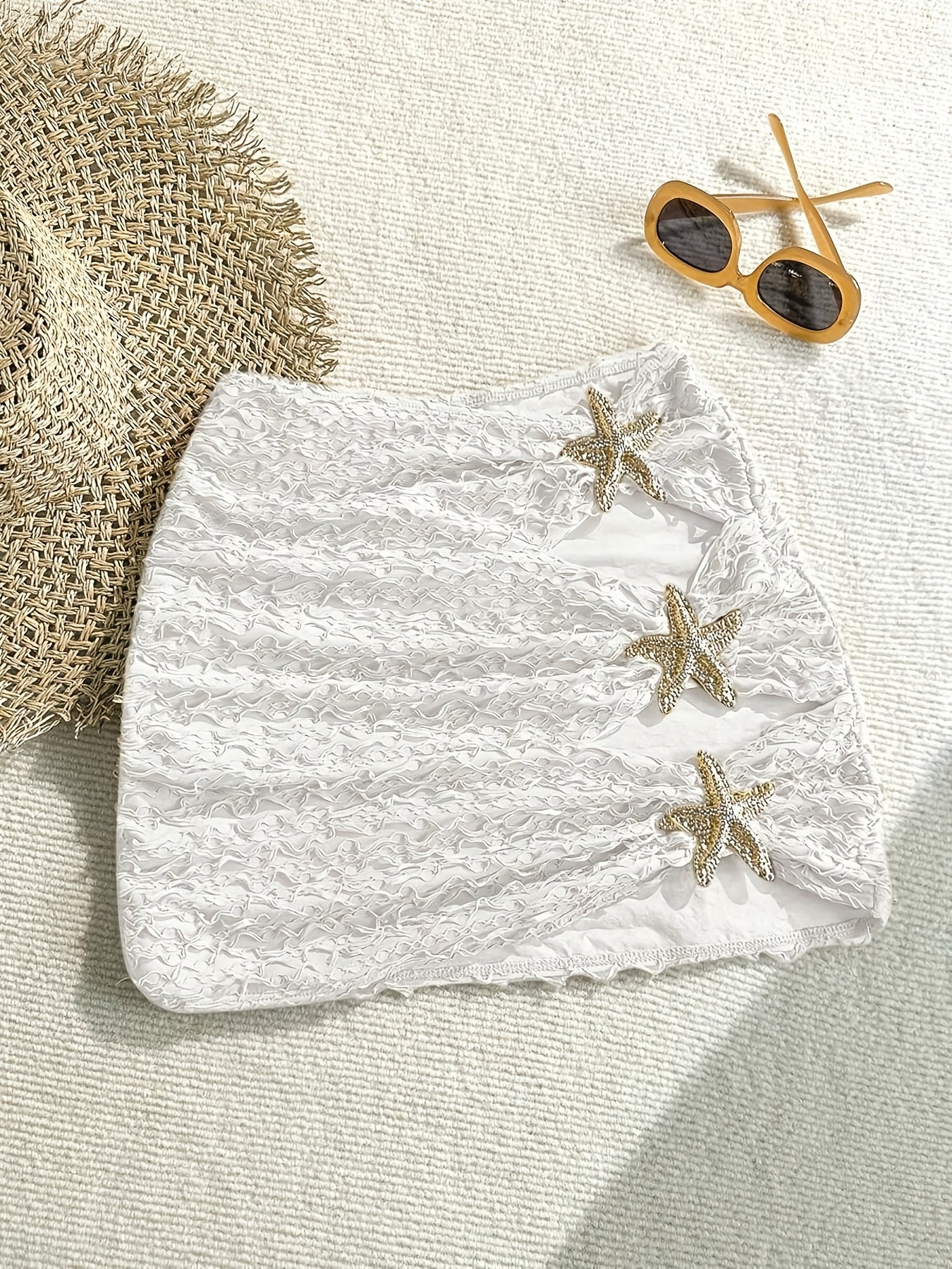 Mini beach skirt with starfish details for women, chic coastal style