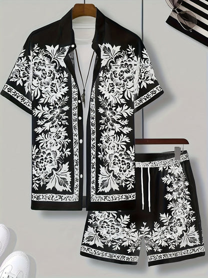 Casual herenset met bloemenprint in vakantiesfeer voor de zomer