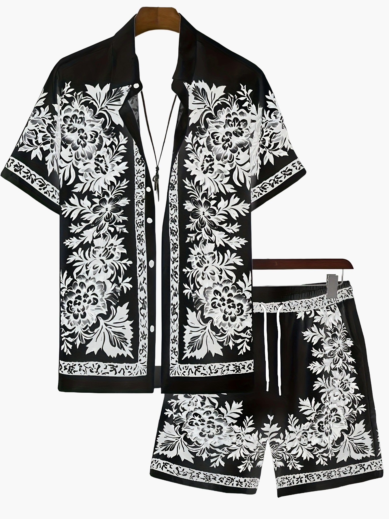 Casual herenset met bloemenprint in vakantiesfeer voor de zomer