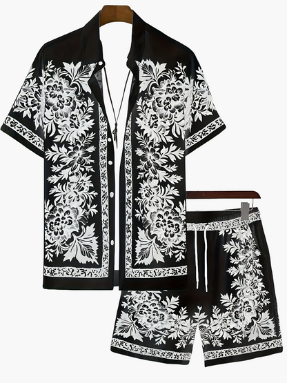 Casual herenset met bloemenprint in vakantiesfeer voor de zomer