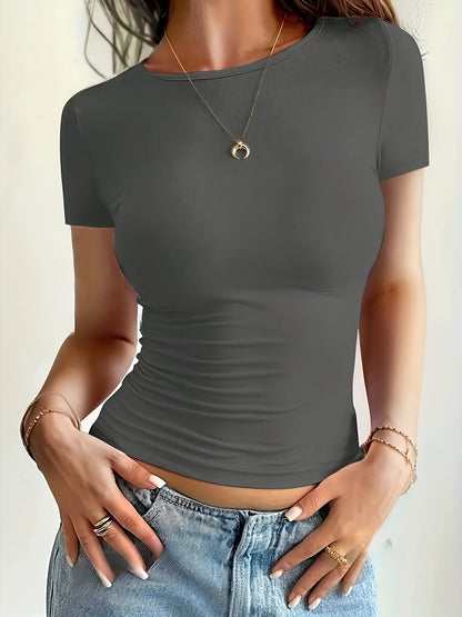 Damen T-Shirt mit kurzen Ärmeln, figurbetont, casual-chic Stil für alle Gelegenheiten