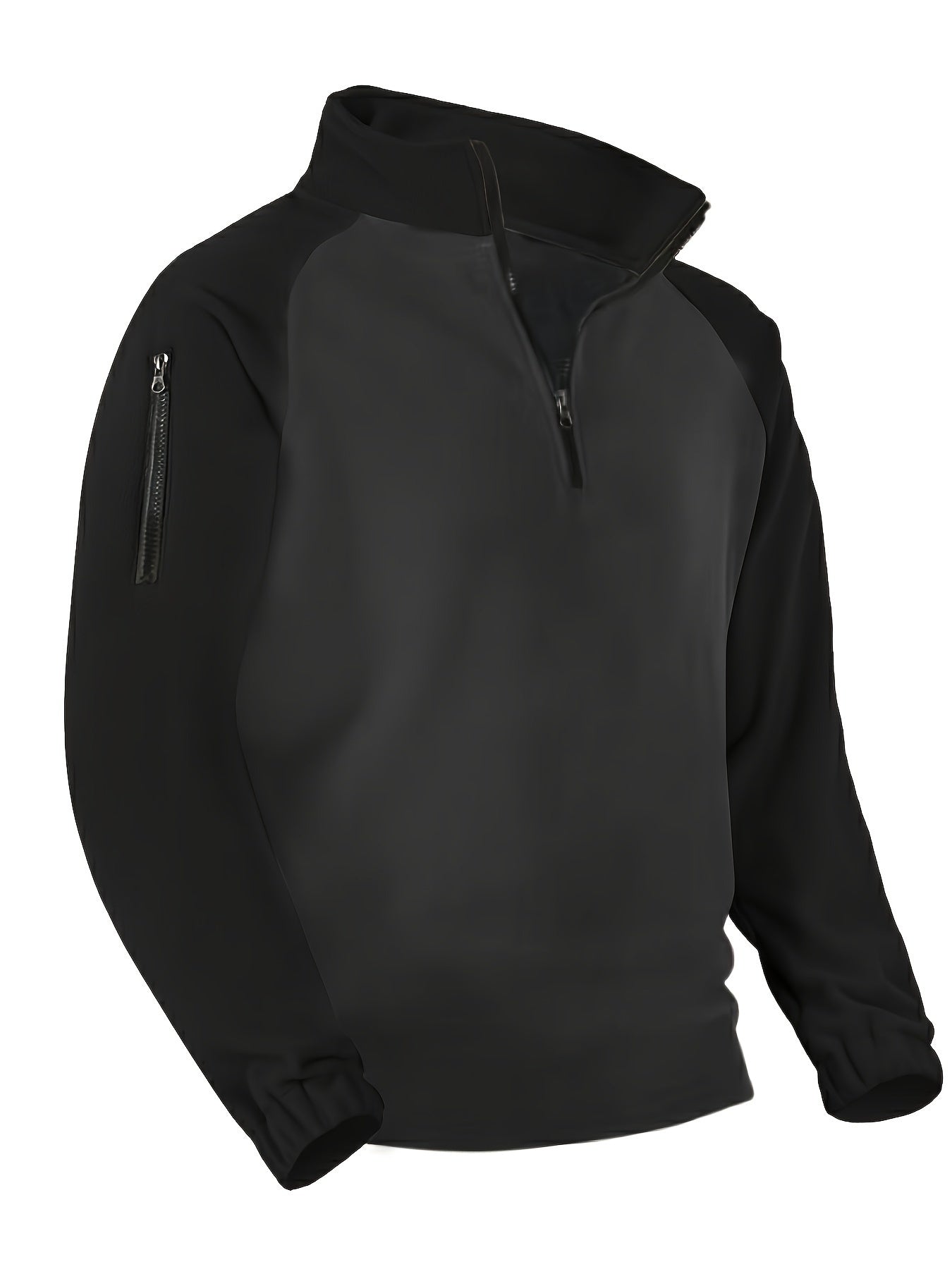 Polaire Homme Bicolore Col Montant avec Fermeture Éclair et Manches Raglan