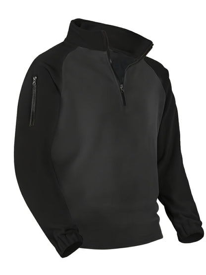 Polaire Homme Bicolore Col Montant avec Fermeture Éclair et Manches Raglan