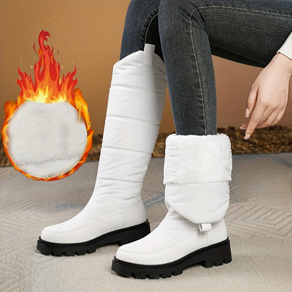 Bottes d'hiver matelassées femme montantes noires avec semelle crantée