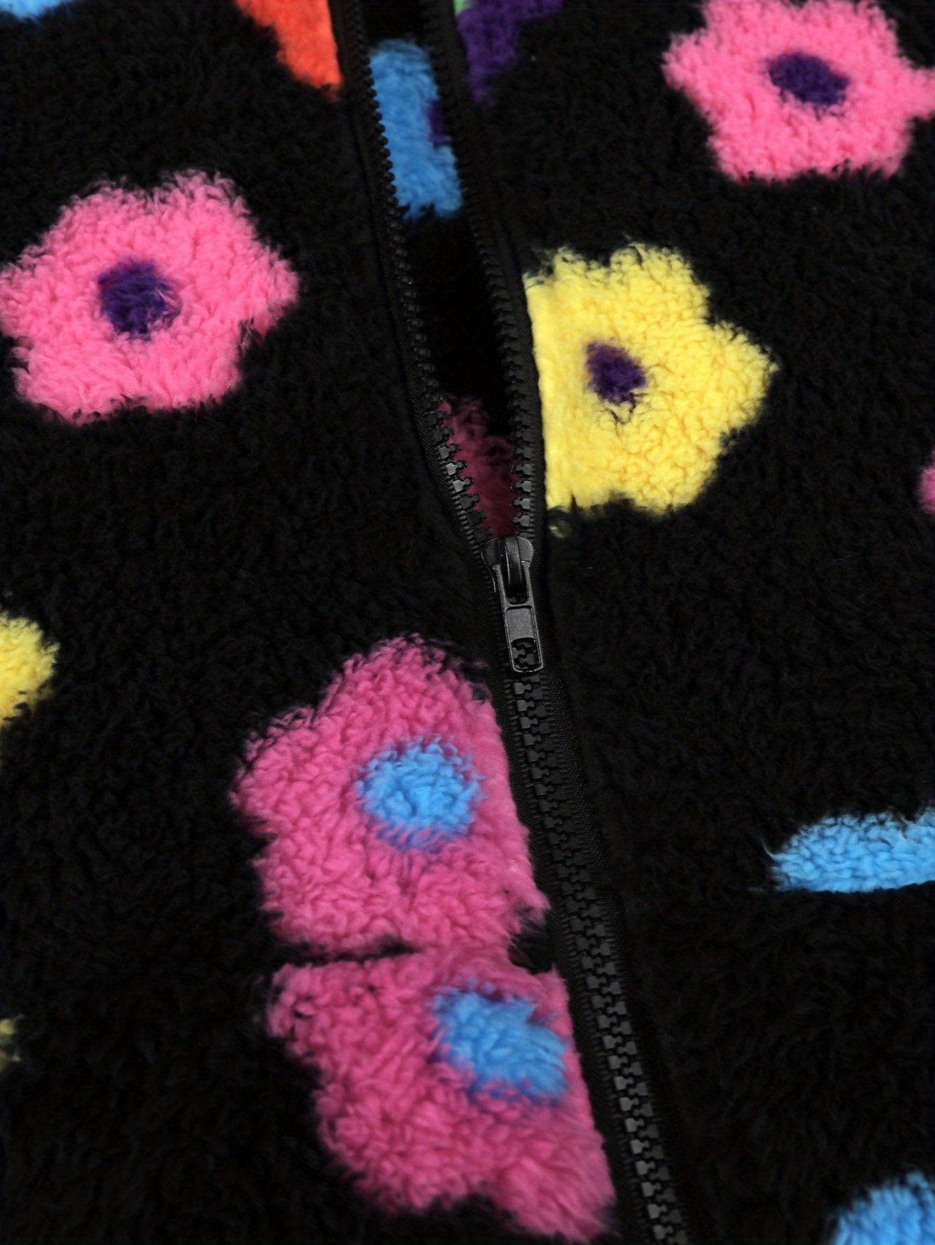Veste à capuche douce motif fleurs colorées pour femme