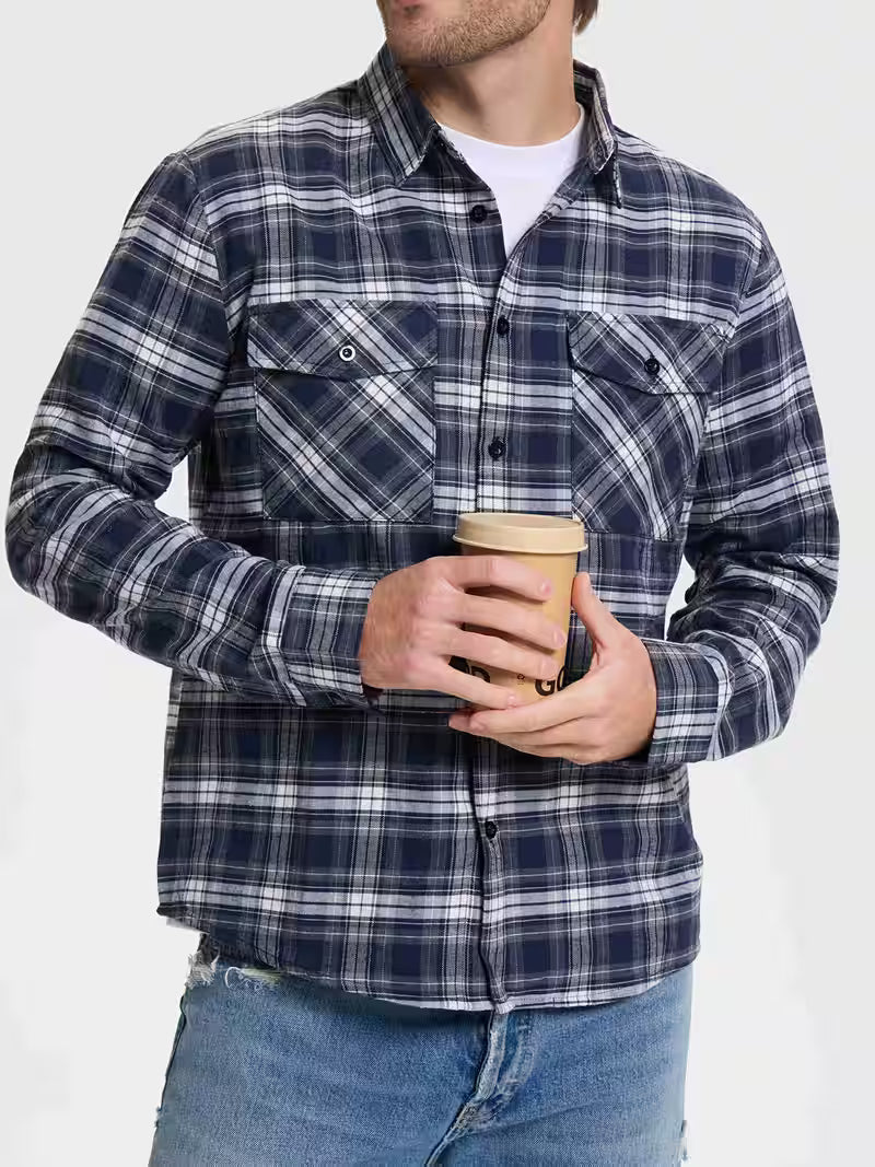Afslappet ternet skjorte til mænd, overshirt-stil, ideel til weekenden