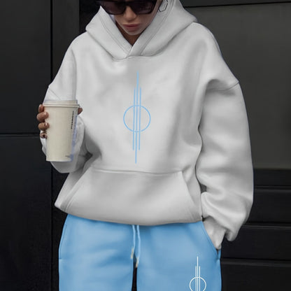 Ensemble survêtement femme blanc et violet motif géométrique