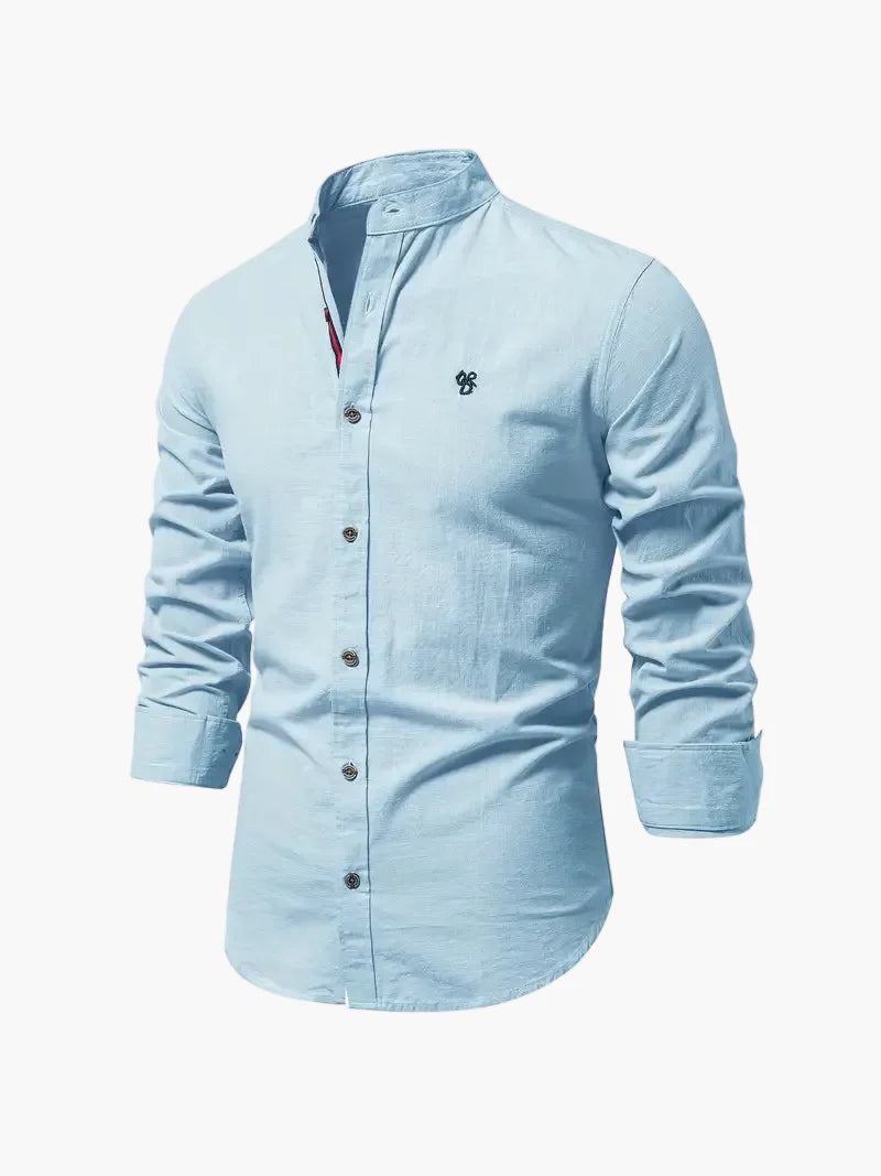 Herreskjorte med mao-krave og lange ærmer, elegant casual businessstil