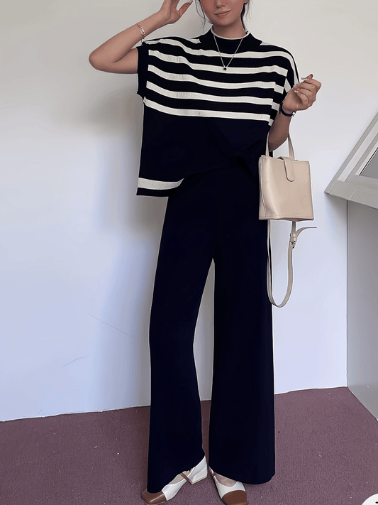 Elegant Women's Casual Chic Breton Style Set for Spring/Summer