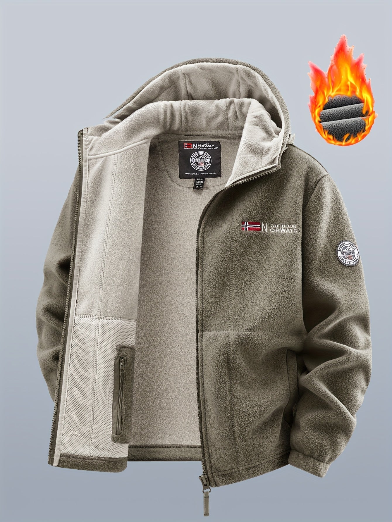 Veste polaire à capuche homme Bleu marine double épaisseur extérieur