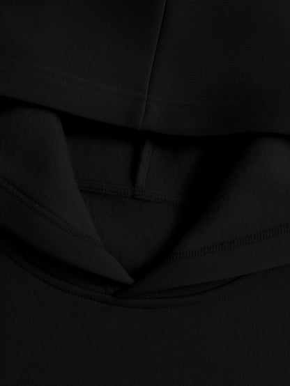 Sweat à capuche noir avec motif cerises et nœud léopard style décontracté