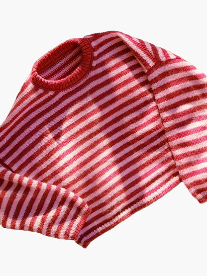 Sweter w paski w eleganckim stylu dla kobiet – jesień/ zima – z okrągłym dekoltem