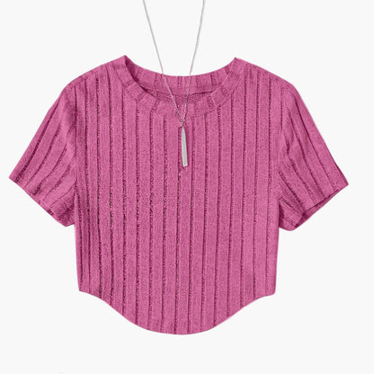 T-shirt Femme Style Décontracté à Manches Courtes Col Rond – Idéal pour l'Été et les Loisirs