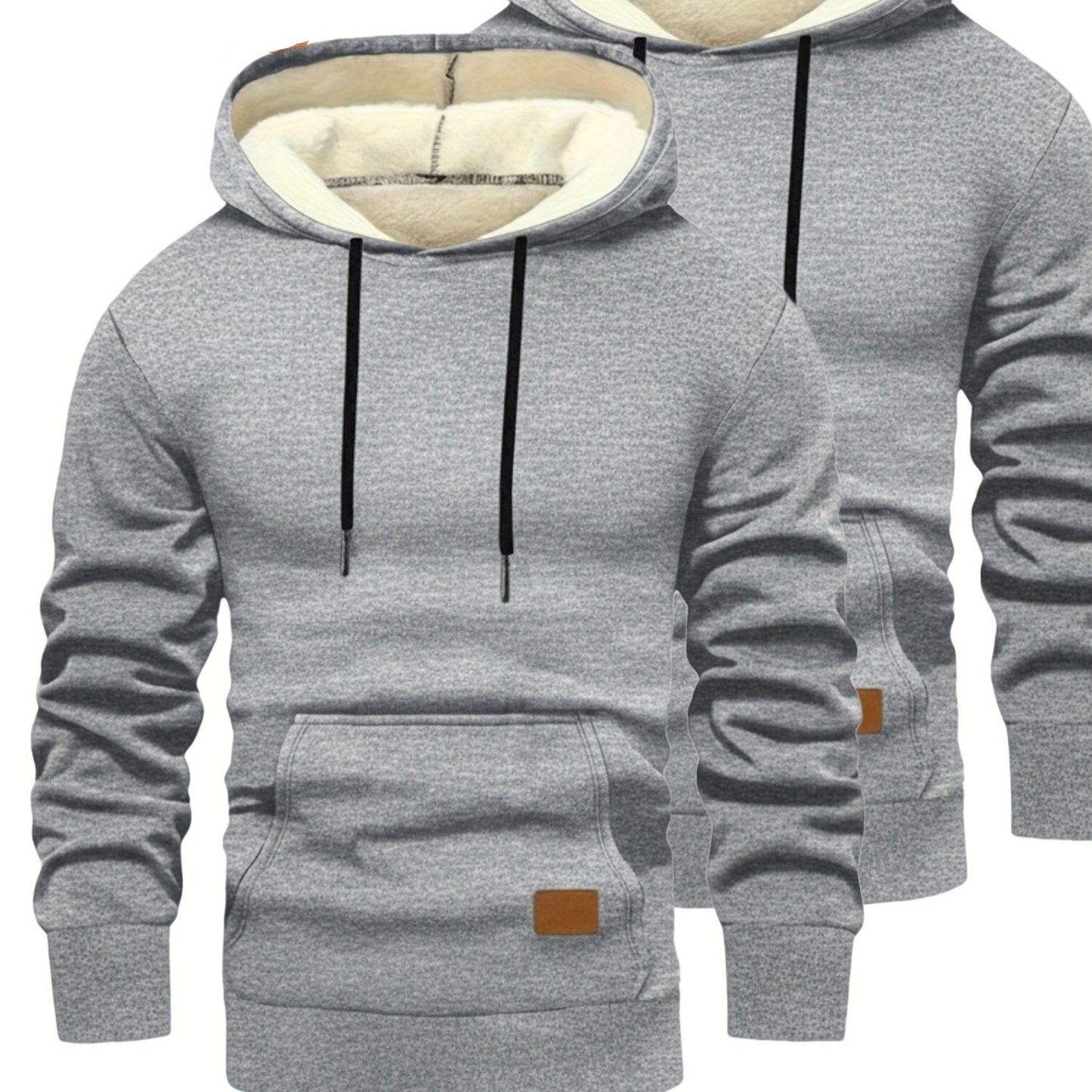 Lot de 2 Hoodies Homme Doublés Polaire Ajustement Ample avec Capuche et Poche Kangourou