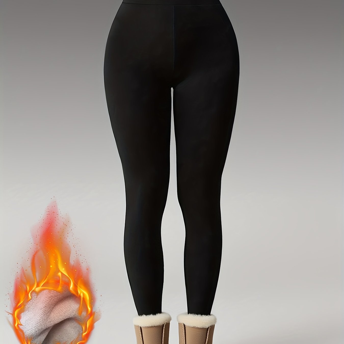 Legging Femme Noir Taille Haute Chaud Doublé Polaire