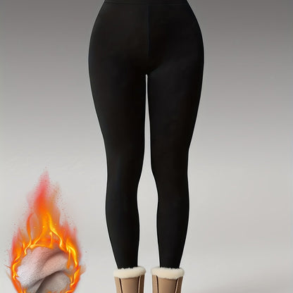 Legging Femme Noir Taille Haute Chaud Doublé Polaire