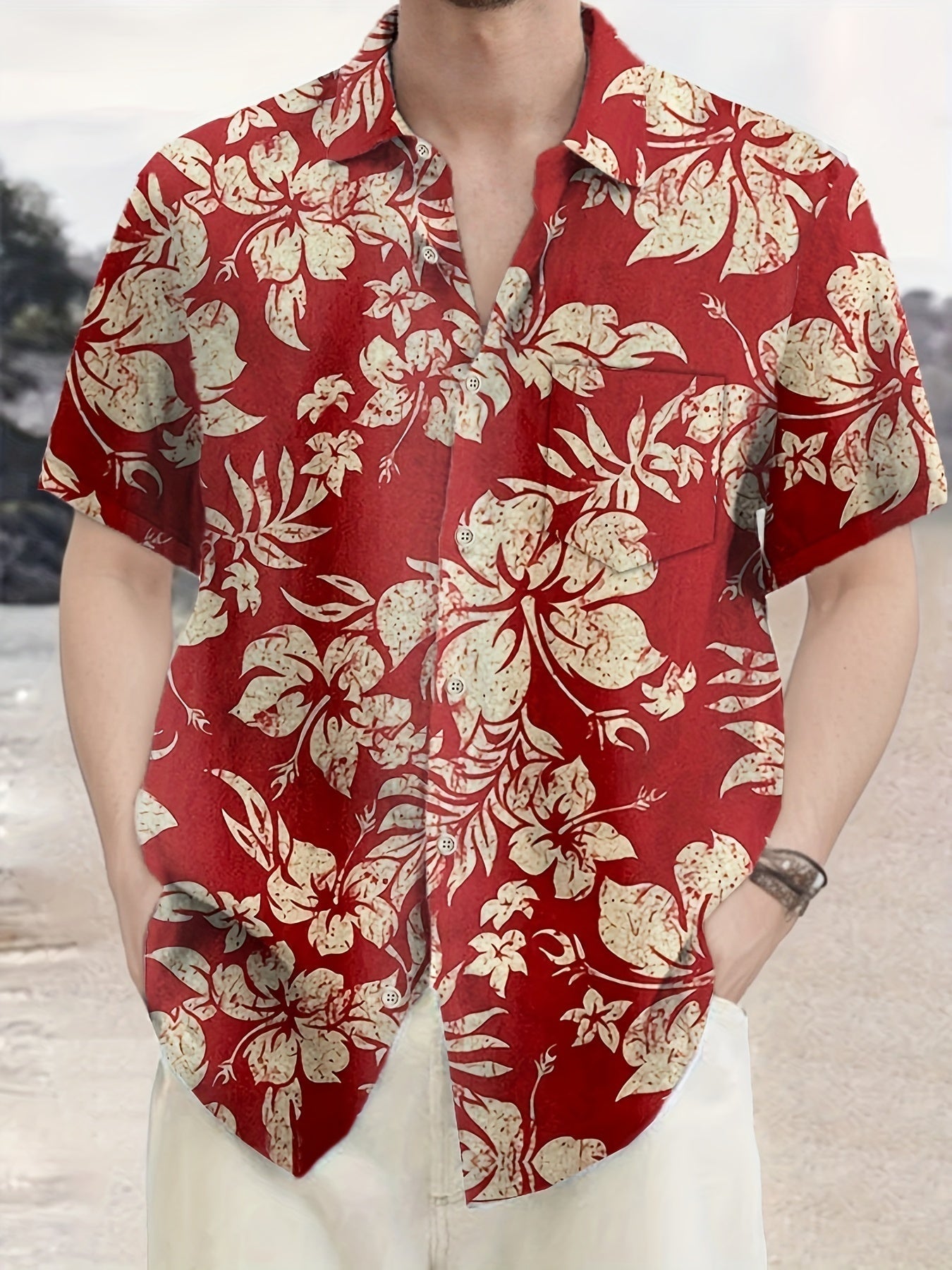 Vintage Hawaiihemd Herren mit Blumenmuster für Urlaub und Sommer