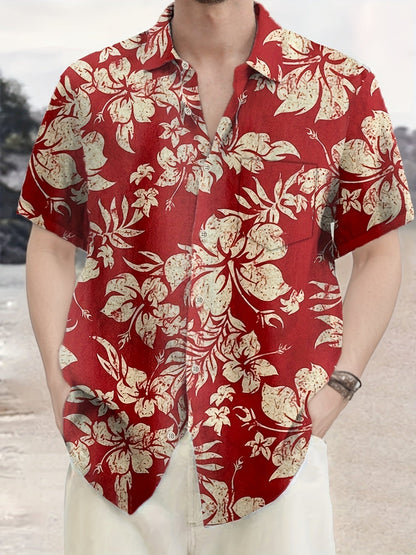 Vintage Hawaiihemd Herren mit Blumenmuster für Urlaub und Sommer