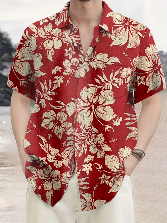 Chemise hawaïenne vintage homme à motif floral pour vacances et été