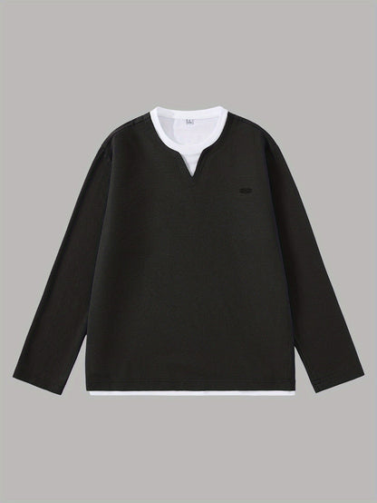 Pull Homme Maille Gaufre Bicolore Col V Manches Longues Gris