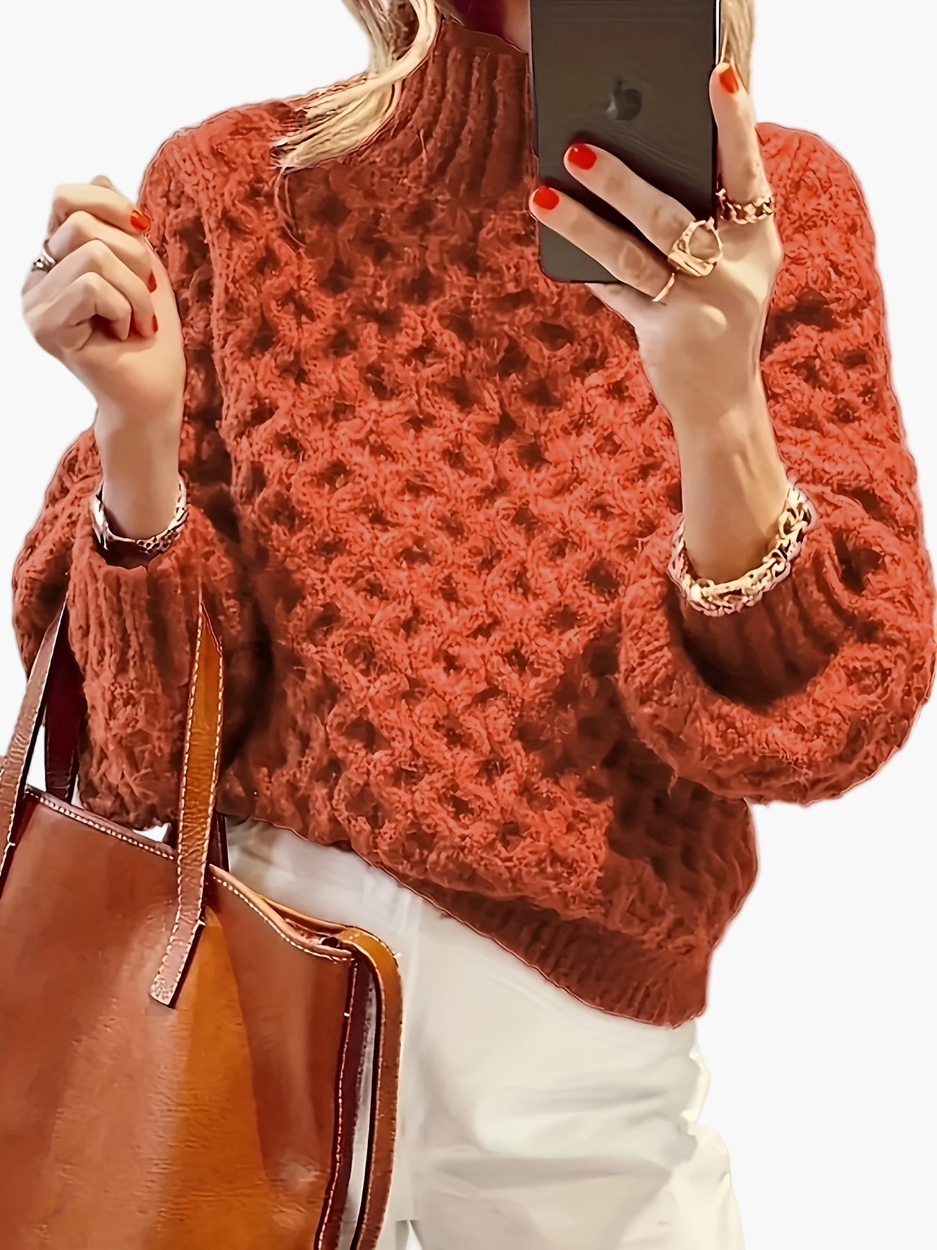 Sweter damski w stylu casual z golfem na jesień i zimę