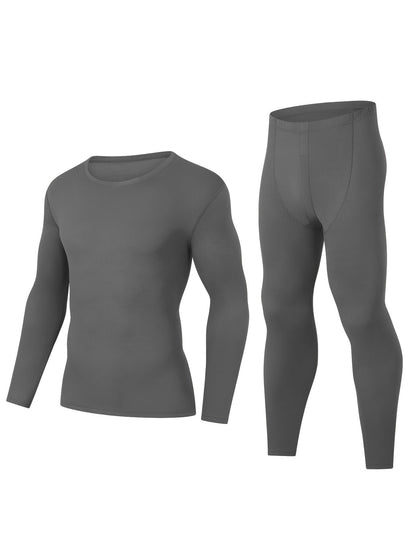 Sous-vêtements Thermiques Homme Manches Longues et Pantalon Gris et Noir (Lot de 4)