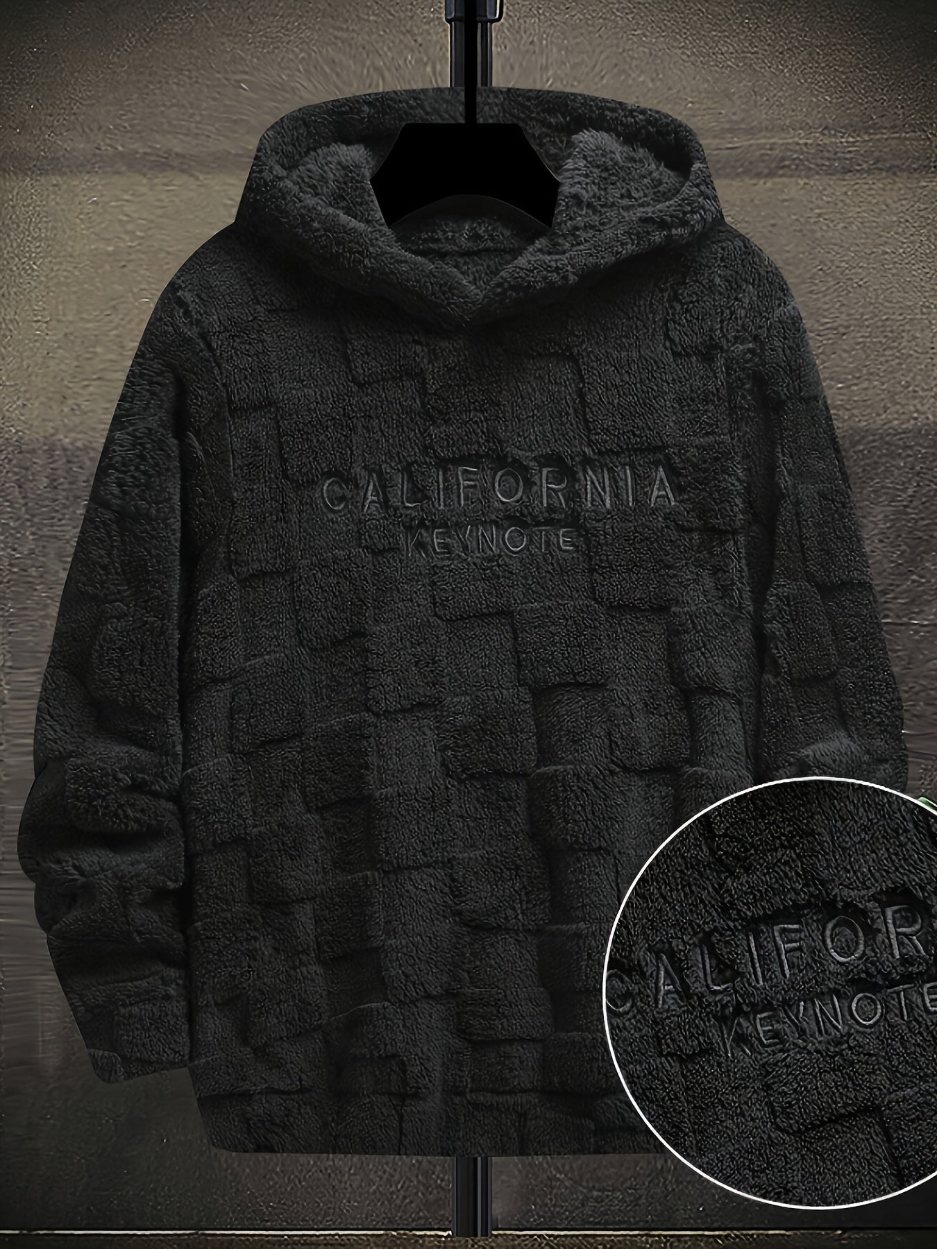 Sweat à capuche doux texturé en peluche pour homme avec motif « California Keynote »