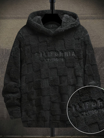 Sweat à capuche doux texturé en peluche pour homme avec motif « California Keynote »