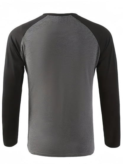 T-shirt Homme Manches Longues Raglan Bicolore Blanc et Noir