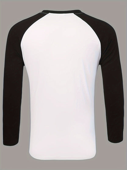 T-shirt Homme Manches Longues Raglan Bicolore Blanc et Noir