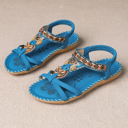 Boheme-sandaler til kvinder med pynt og ankelrem – afslappet chic stil