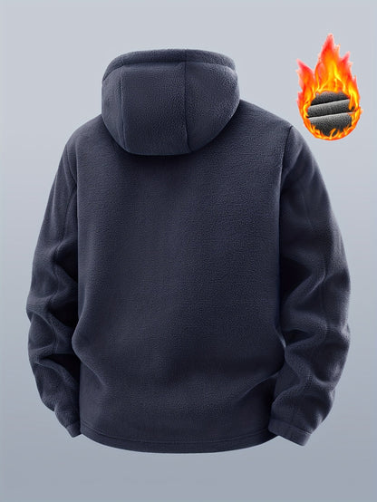 Veste polaire à capuche homme Bleu marine double épaisseur extérieur
