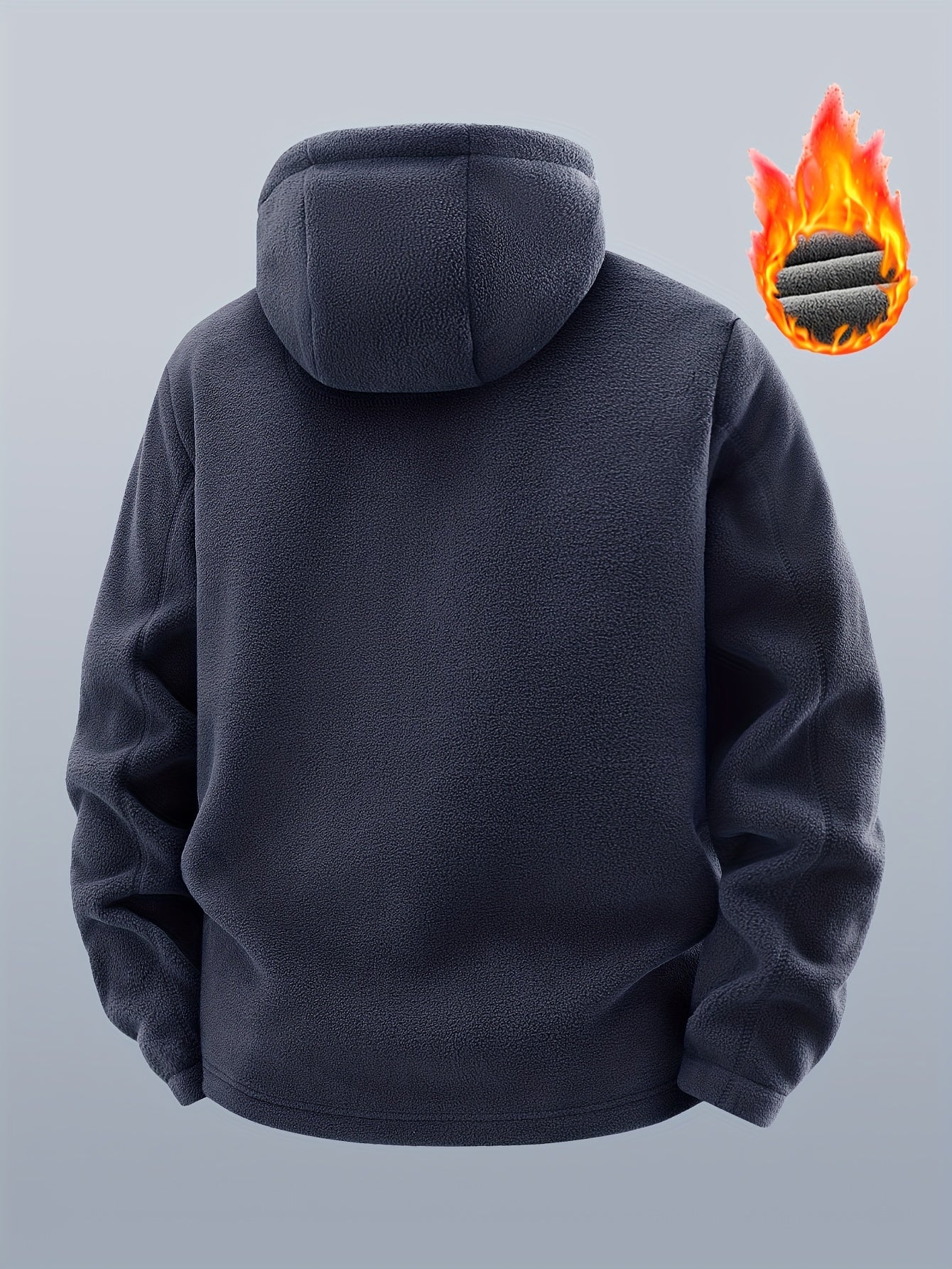 Veste polaire à capuche homme Bleu marine double épaisseur extérieur