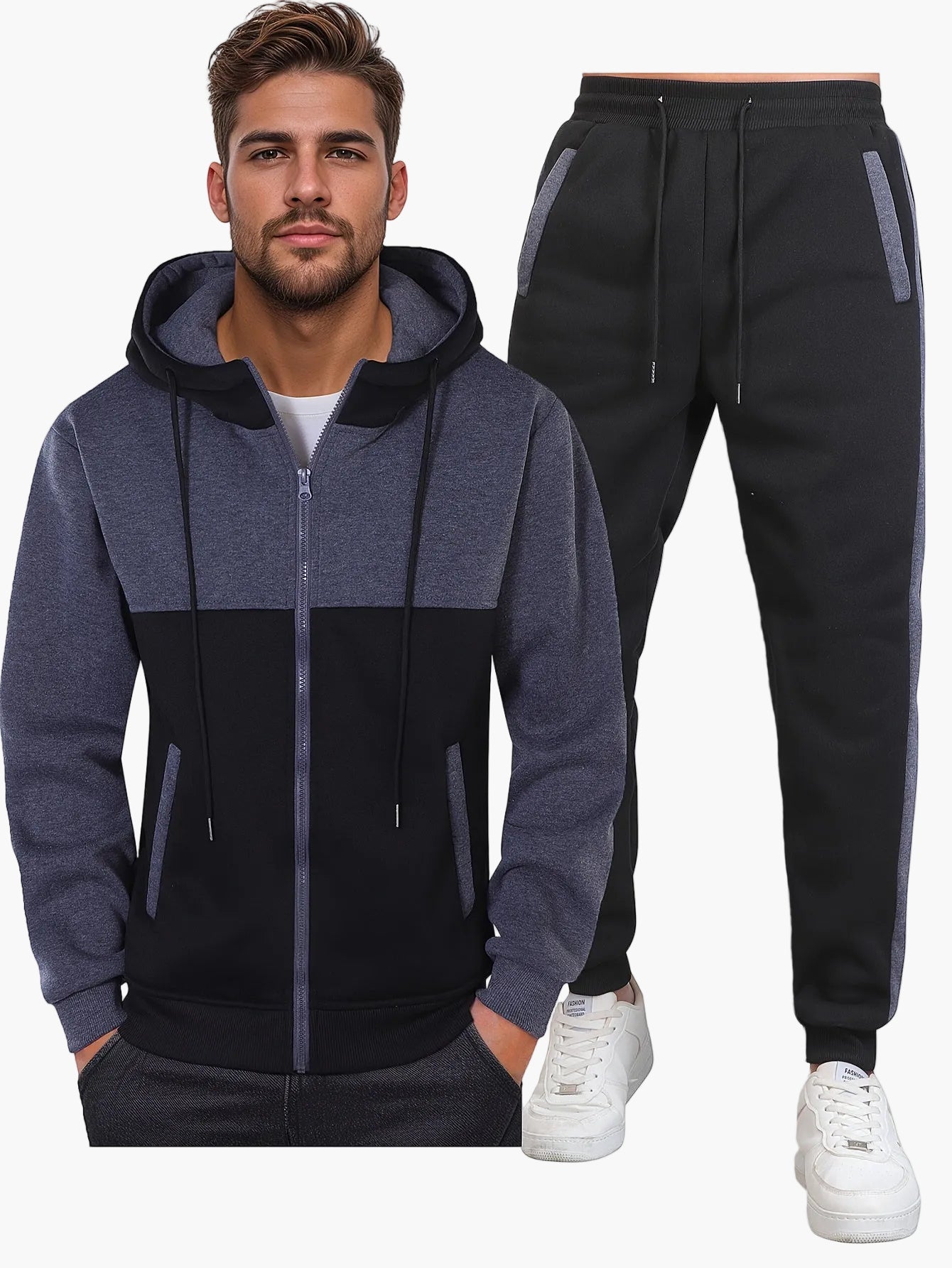 Ensemble Survêtement Homme Décontracté à Capuche pour Loisirs et Sport