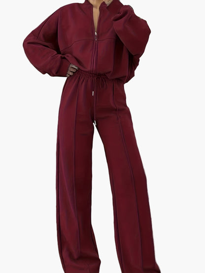 Completo casual donna due pezzi con chiusura lampo per tempo libero e relax