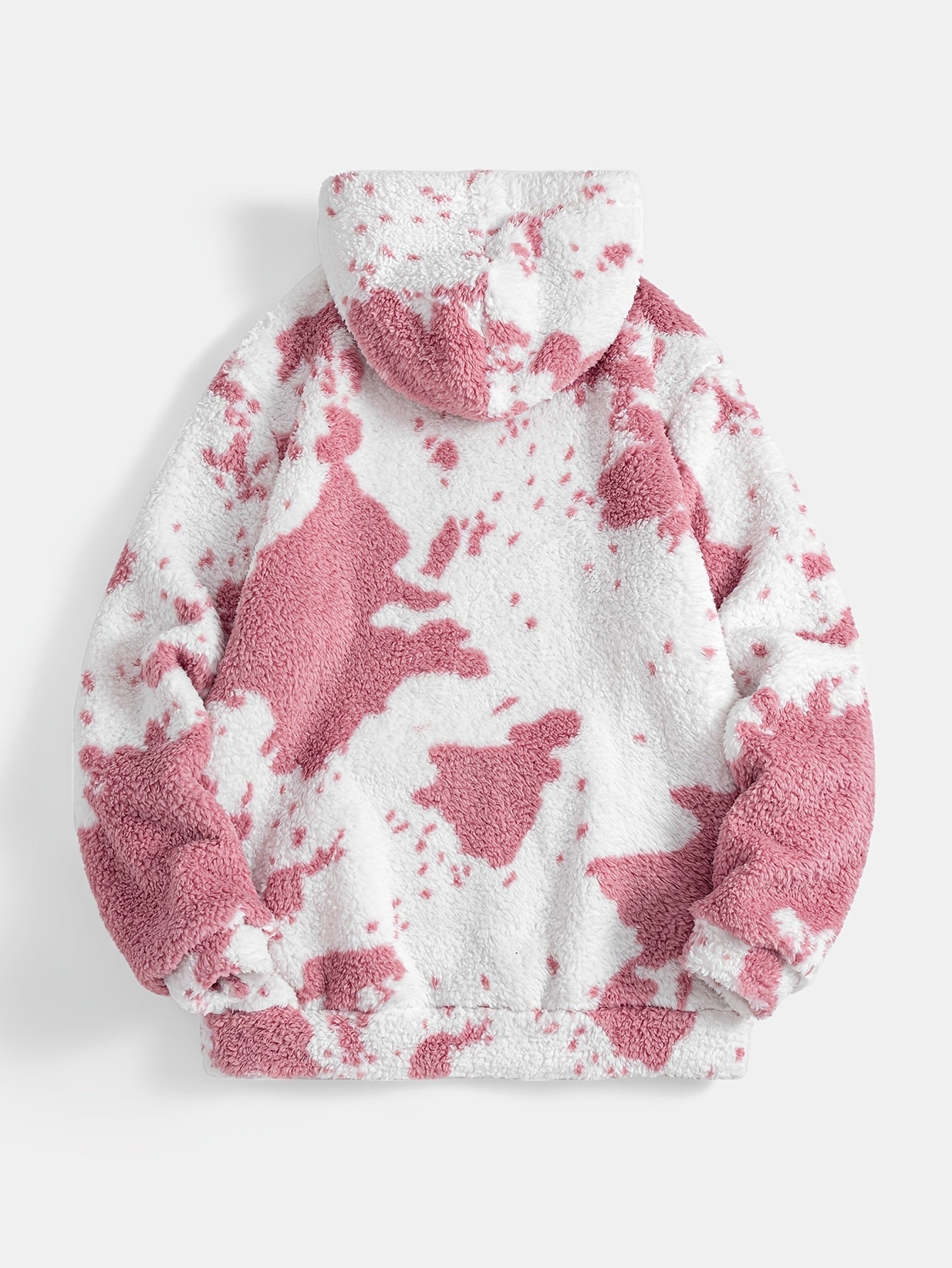 Sweat à capuche Sherpa motif peau de vache bicolore avec poche kangourou