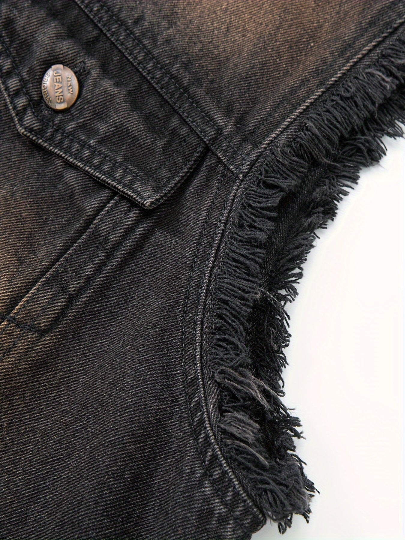 Gilet sans manches homme en jean délavé noir avec effet vieilli