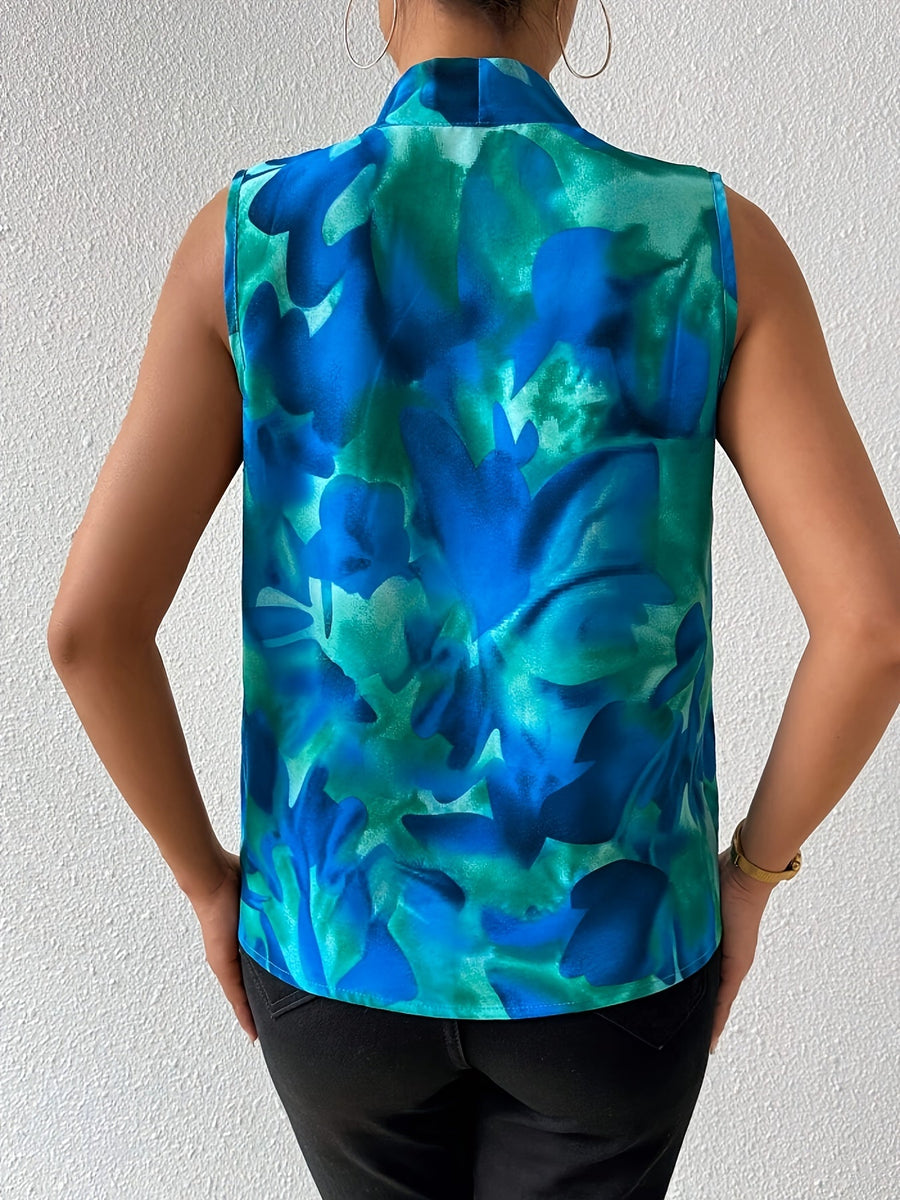 Blusa sin mangas para mujer estilo chic con cuello drapeado para un look elegante y moderno