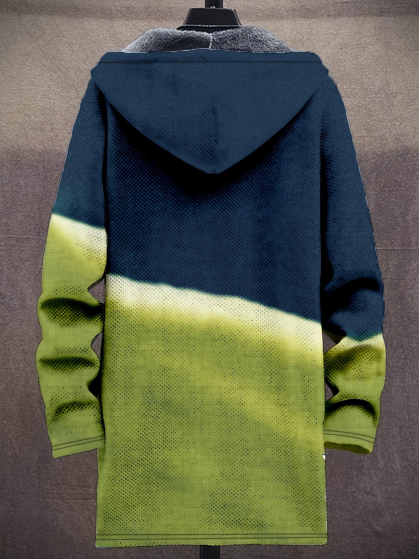 Manteau à capuche doublé en polaire imprimé fantaisie pour homme, fermeture éclair, motif vagues ou animaux