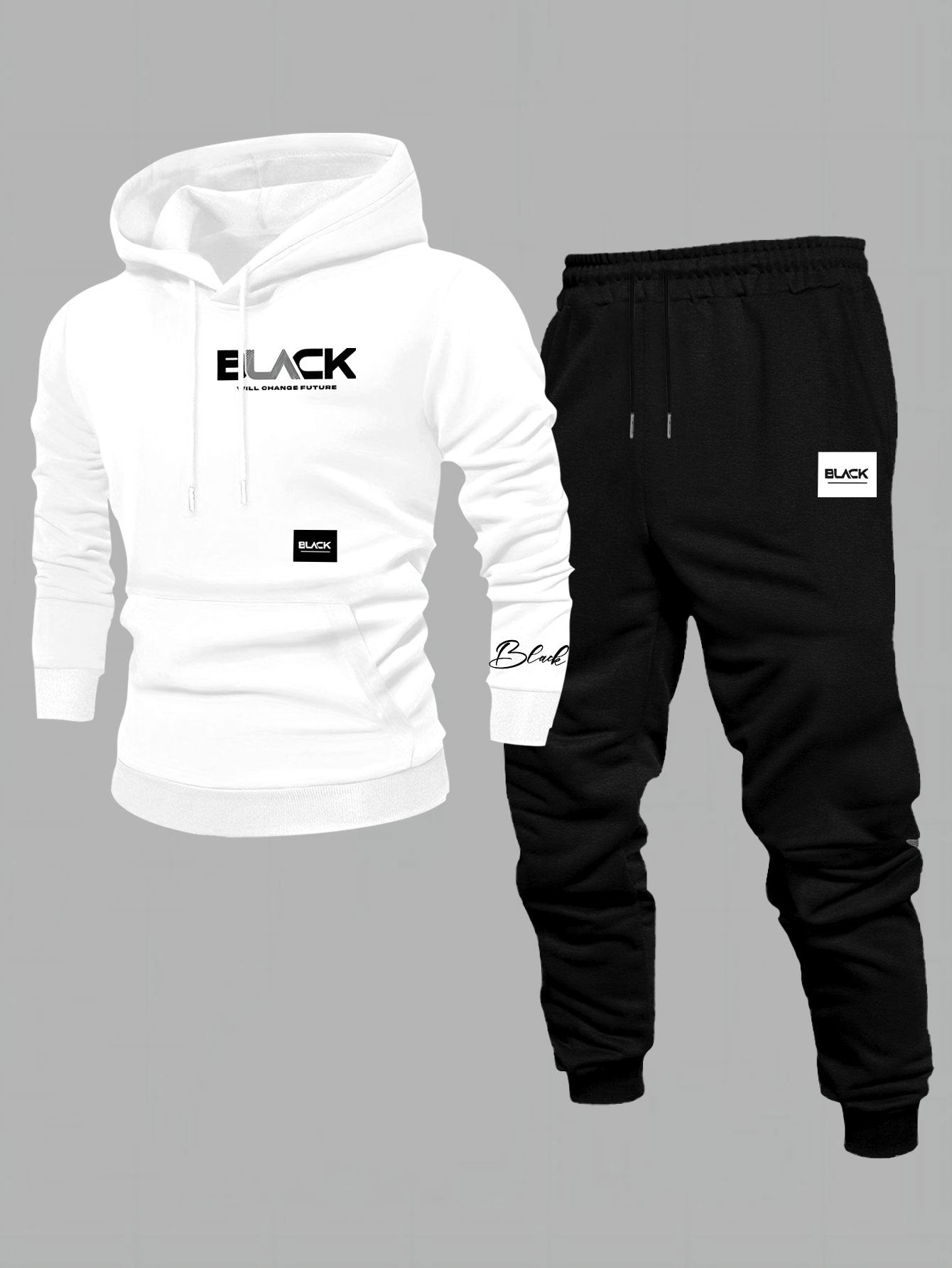 Ensemble Survêtement Homme Capuche et Pantalon Jogging Uni avec Cordon