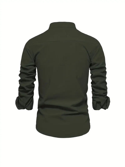 Herreskjorte med mao-krave og lange ærmer, elegant casual businessstil