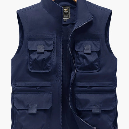 Gilet utilitaire sans manches pour homme style décontracté outdoor à poches multiples