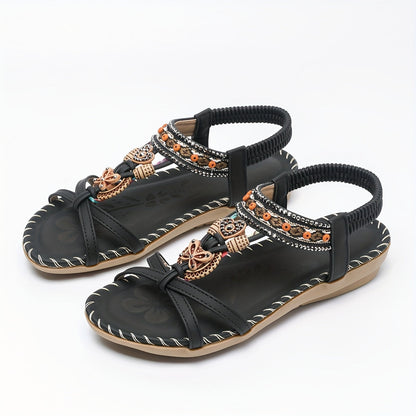 Boheme-sandaler til kvinder med pynt og ankelrem – afslappet chic stil