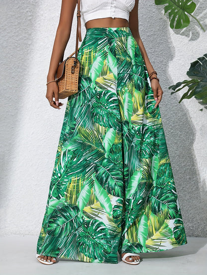 Pantalón ancho para mujer estilo tropical casual para playa y verano