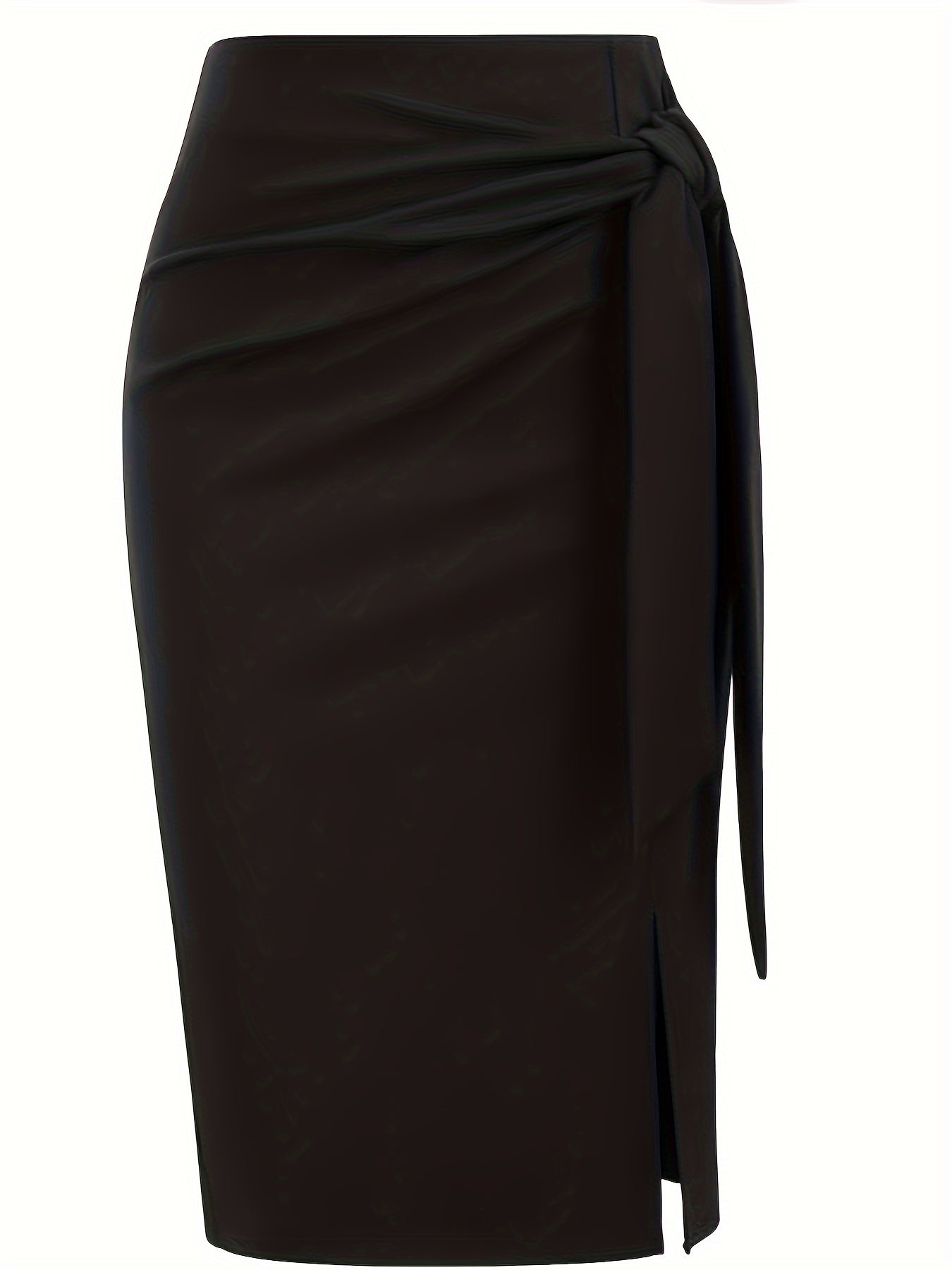 Jupe crayon élégante femme nouée à la taille, fente latérale, style bureau ou soirée