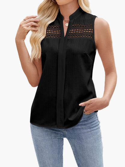 Women's sleeveless blouse with elegant style and lace details – Chic top for casual or dressy occasions
