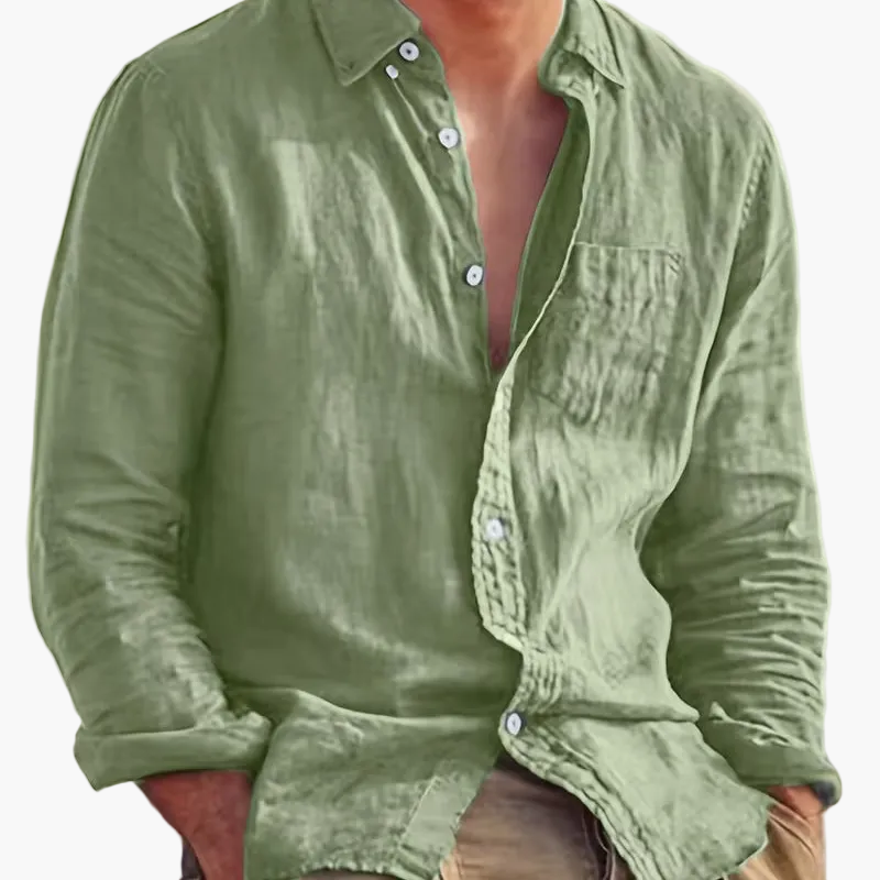 Chemise décontractée pour homme à manches longues style plage – Idéale pour sorties et vacances