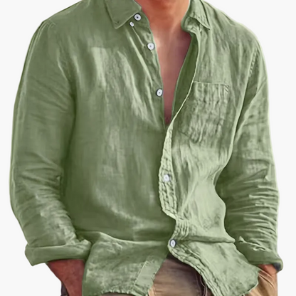 Chemise décontractée pour homme à manches longues style plage – Idéale pour sorties et vacances